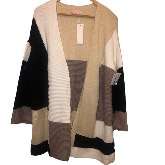 C+D+M Sweaters - Color block cardigan with wide sleeves